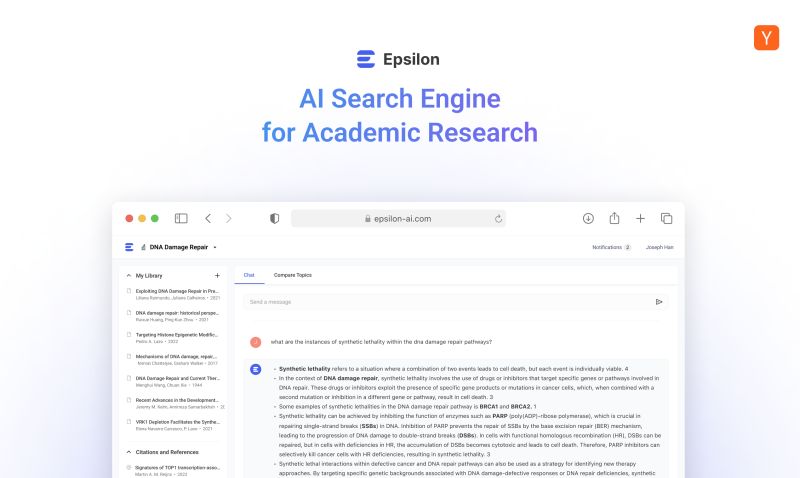 Epsilon - AI search engine for academic research