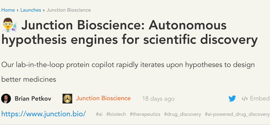 Junction Bioscience - AI Hypothesis Engine for Molecular Discovery